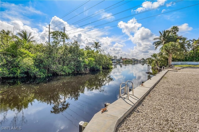 property view of water featuring a boat dock