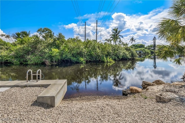 dock area featuring a water view