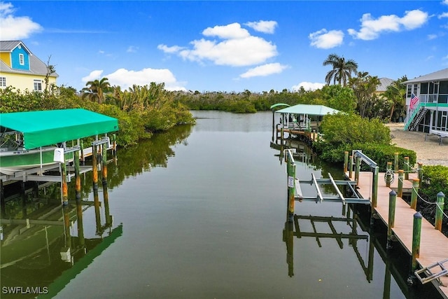 view of dock featuring a water view