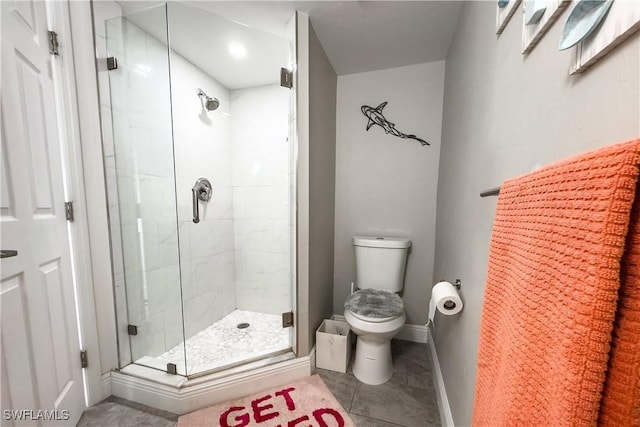 bathroom with walk in shower and toilet