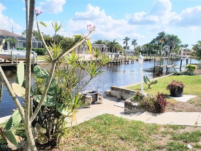 water view with a boat dock