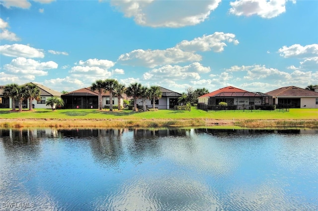 view of water feature with a residential view