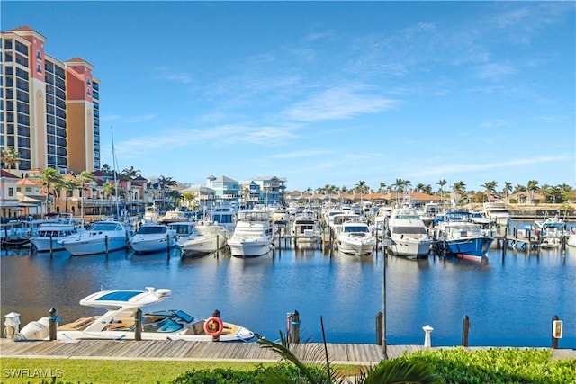 view of dock featuring a water view