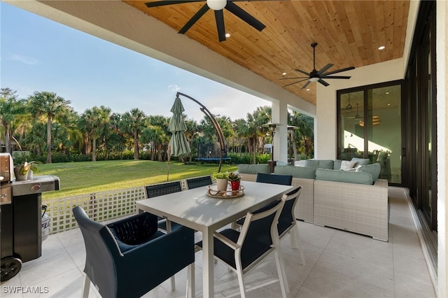 view of patio / terrace featuring outdoor lounge area and ceiling fan