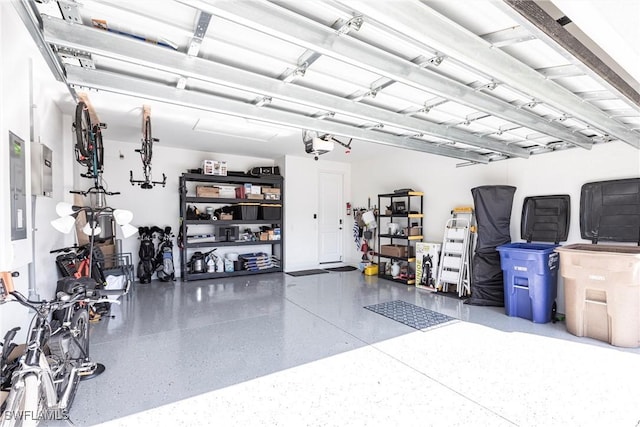 garage with a garage door opener