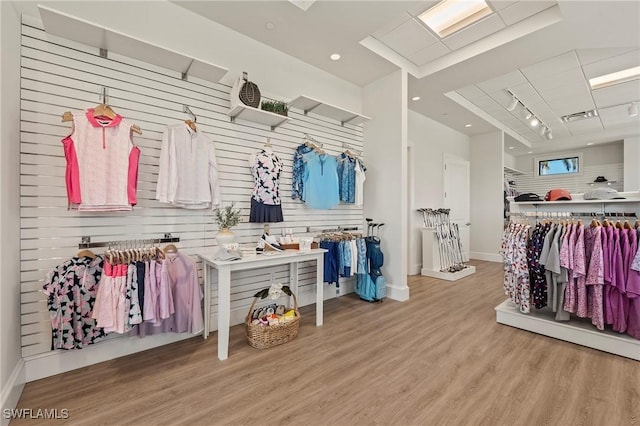 spacious closet with light hardwood / wood-style flooring