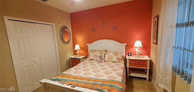 bedroom featuring a closet