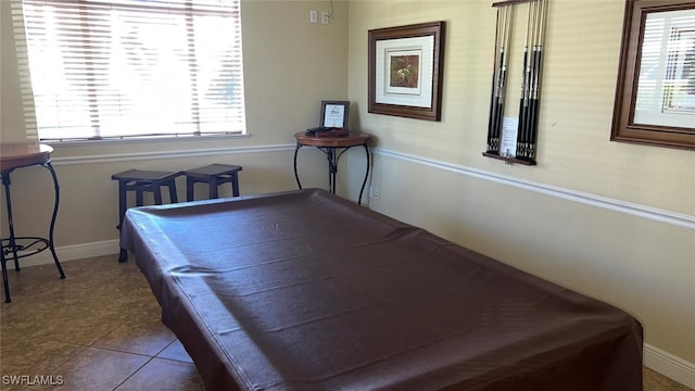 playroom featuring tile patterned flooring and pool table