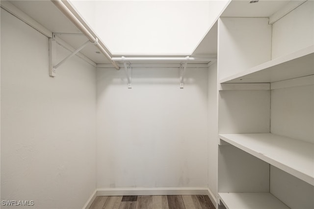 walk in closet with hardwood / wood-style flooring