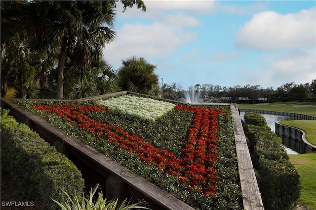 surrounding community with a water view