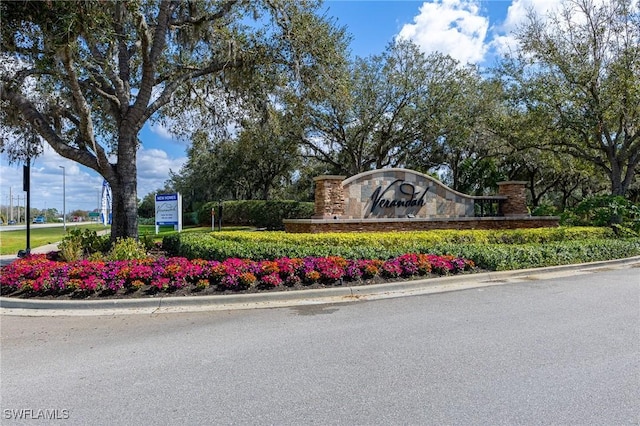 view of community sign