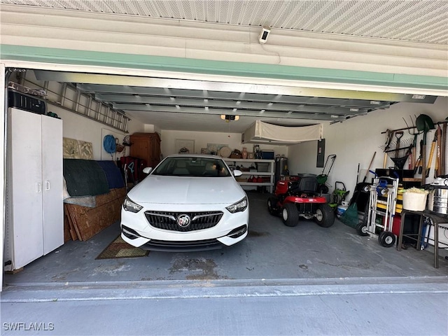 garage with a garage door opener