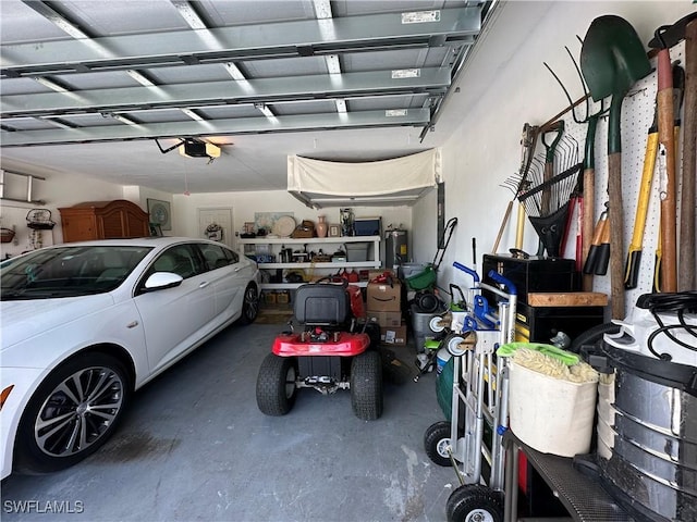 garage with a garage door opener