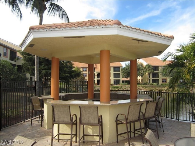 view of patio featuring a gazebo