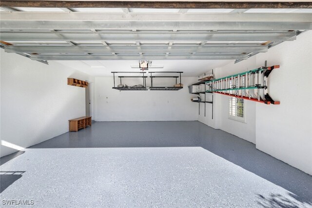 garage with a garage door opener