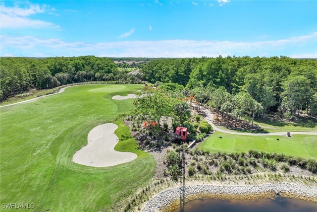 birds eye view of property featuring view of golf course