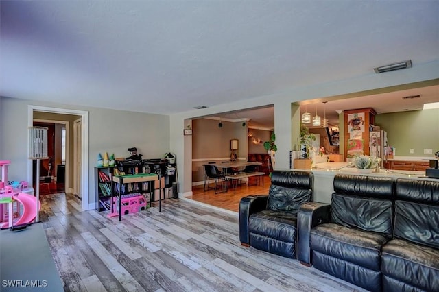 living room featuring wood-type flooring