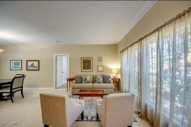 view of tiled living room