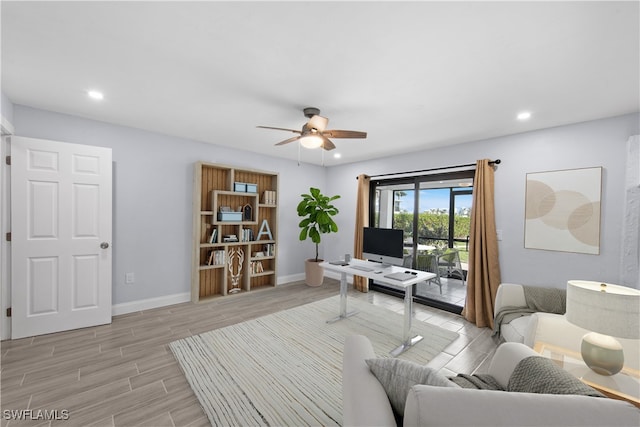 office area featuring ceiling fan