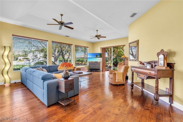 living room with hardwood / wood-style floors