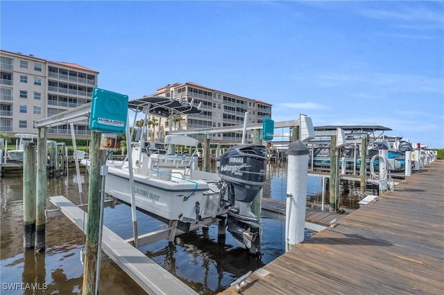 view of dock featuring a water view