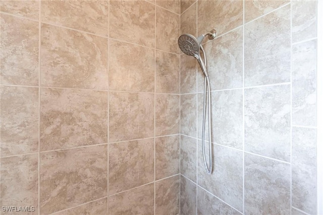 interior details featuring tiled shower