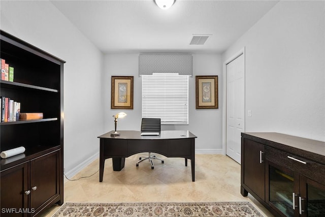 view of tiled office space