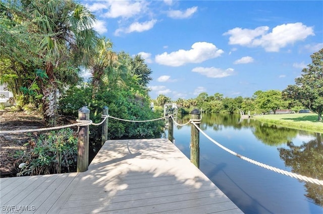 view of dock featuring a water view