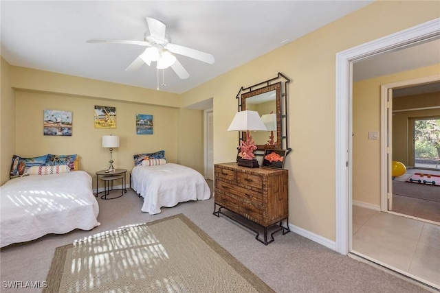 bedroom with carpet and ceiling fan