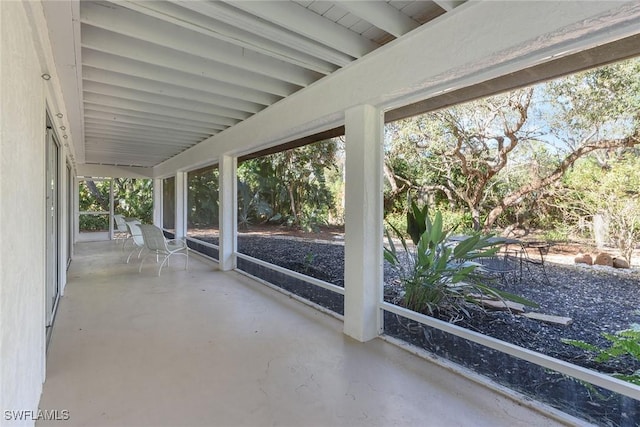 view of unfurnished sunroom