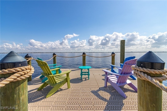 view of patio / terrace featuring a water view