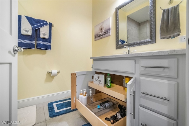 bathroom featuring vanity and tile patterned floors