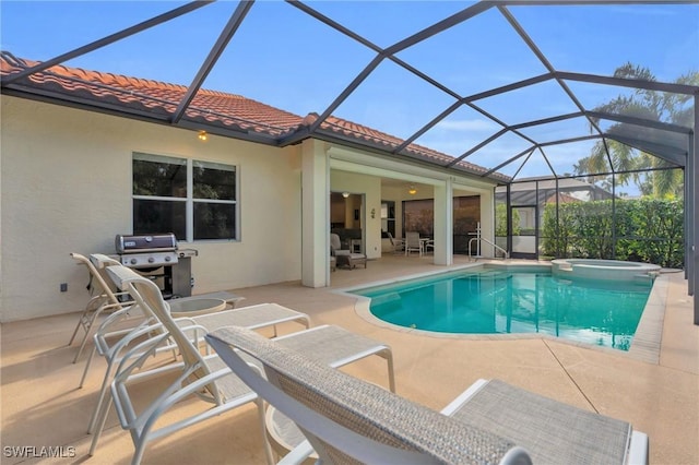 12560 Wildcat Cove Cir, Estero, FL 33928 - view of pool with a patio area, area for grilling, a pool with connected hot tub, and a lanai