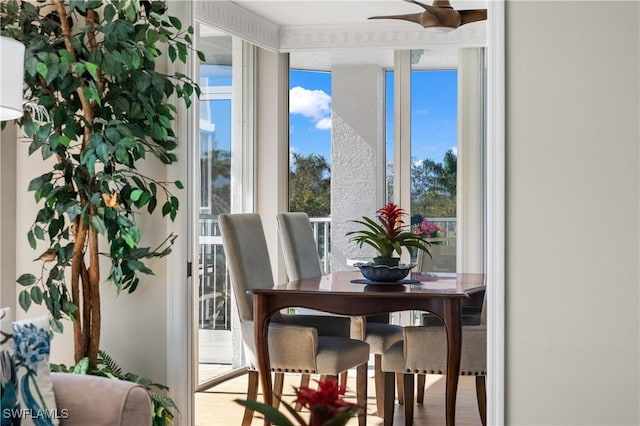 dining space with hardwood / wood-style floors and a wealth of natural light