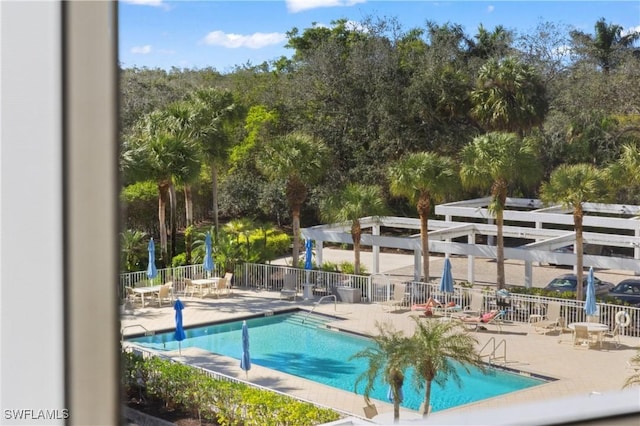 view of pool featuring a patio area