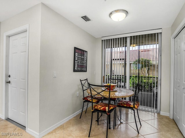 view of tiled dining room