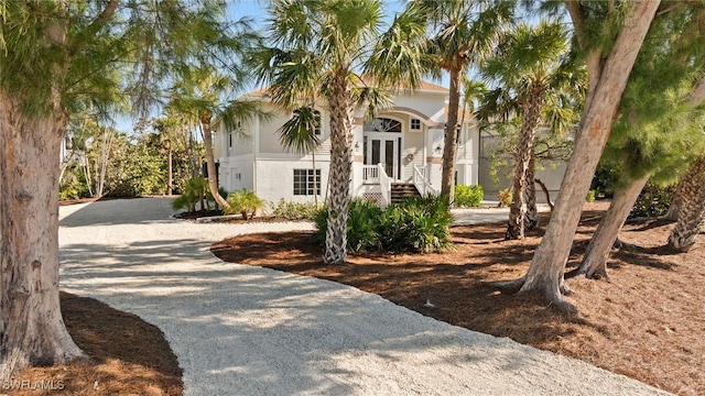 view of front facade featuring french doors