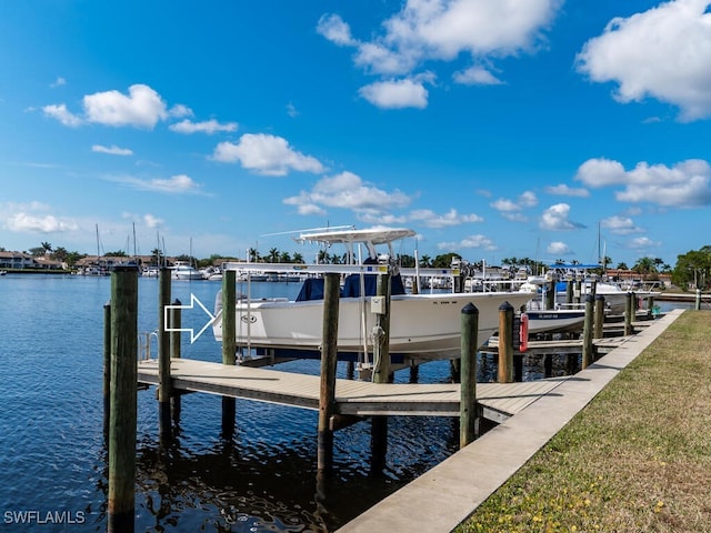 view of dock featuring a water view