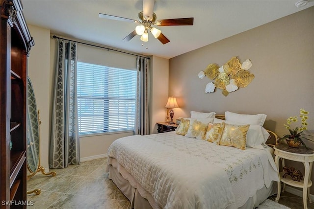 bedroom featuring ceiling fan