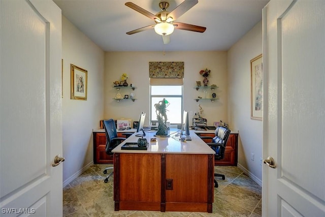 office featuring ceiling fan