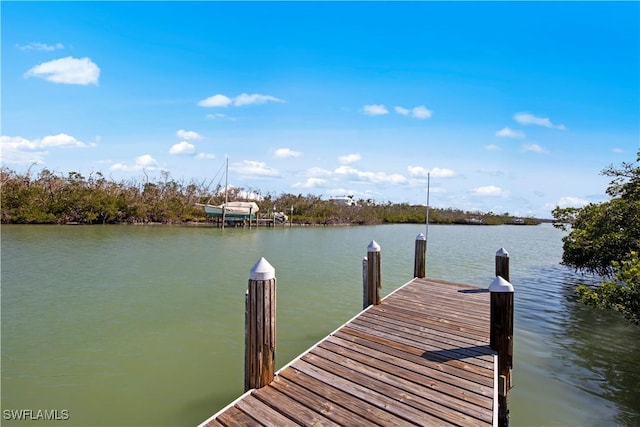 view of dock featuring a water view