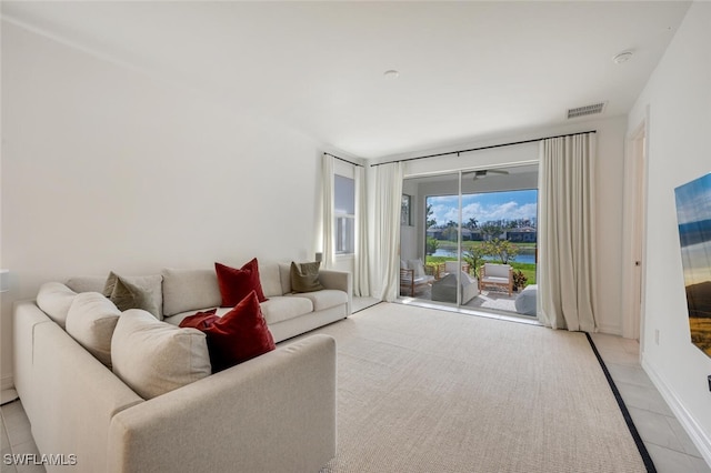 view of tiled living room