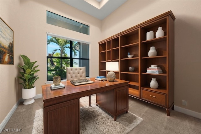 908 SW Embers Ter, Cape Coral, FL 33991 - carpeted home office with baseboards and a towering ceiling