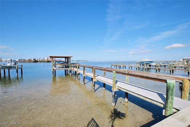 view of dock featuring a water view