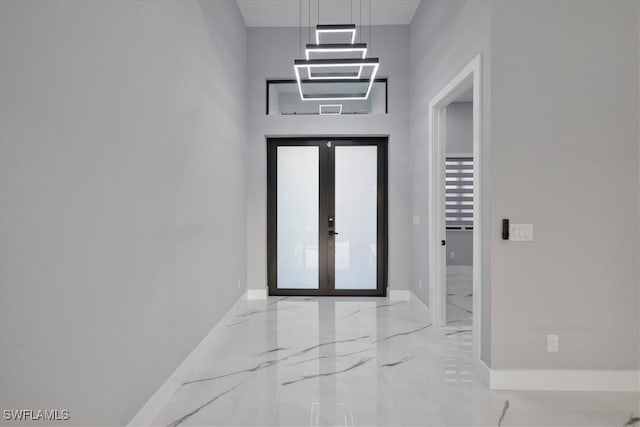 hallway with french doors