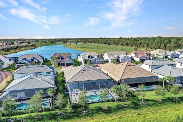 bird's eye view featuring a water view