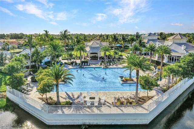 view of pool featuring a gazebo