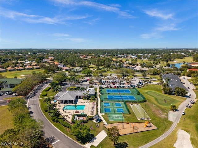 aerial view featuring golf course view