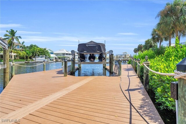 dock area featuring a water view