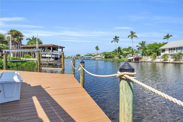 dock area featuring a water view